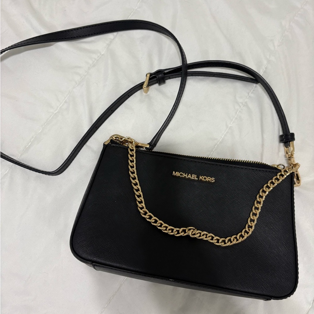 Michael Kors Black Crossbody Bag with Gold Chain
